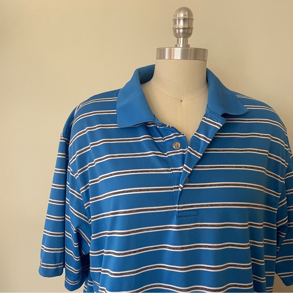 Blue Striped Performance Polo Shirt - Picture 2 of 4